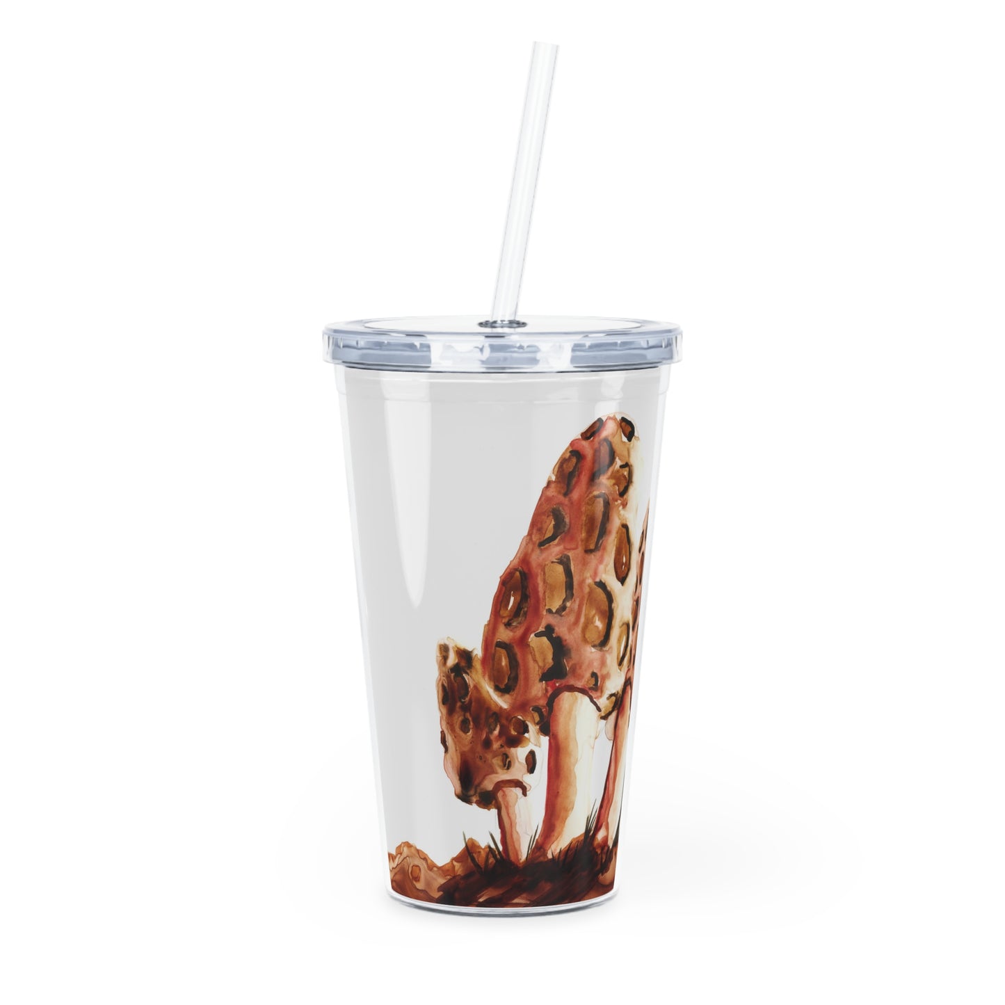 Plastic Tumbler with Straw "Morel Morsels"