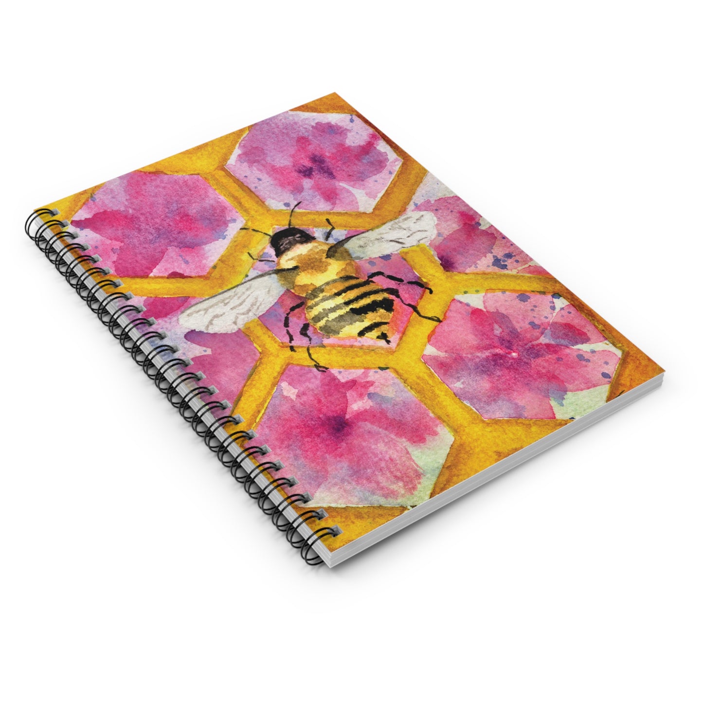 "Queen Bee" Watercolor Art Spiral Notebook - Ruled Line