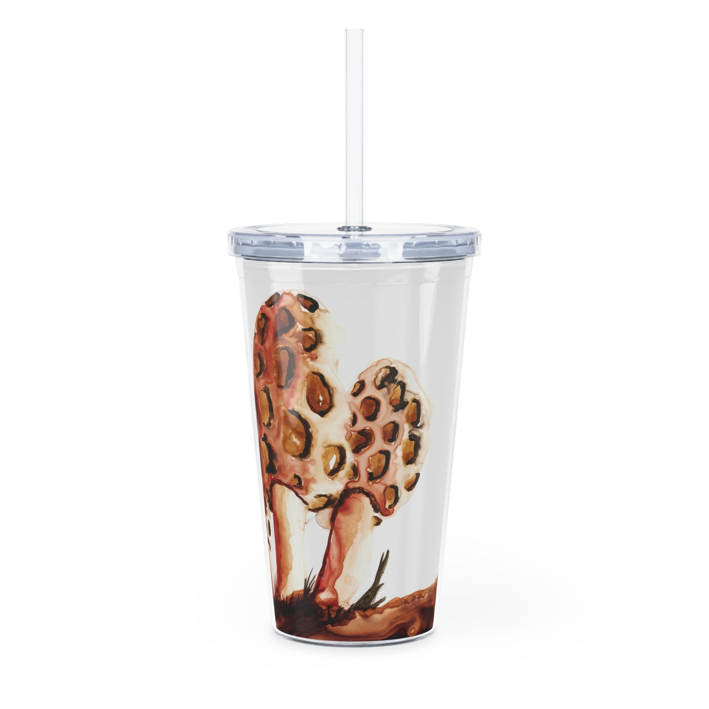 Plastic Tumbler with Straw "Morel Morsels"