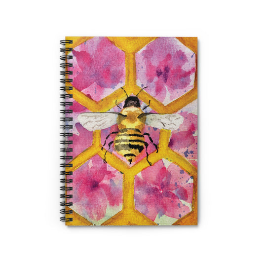 "Queen Bee" Watercolor Art Spiral Notebook - Ruled Line