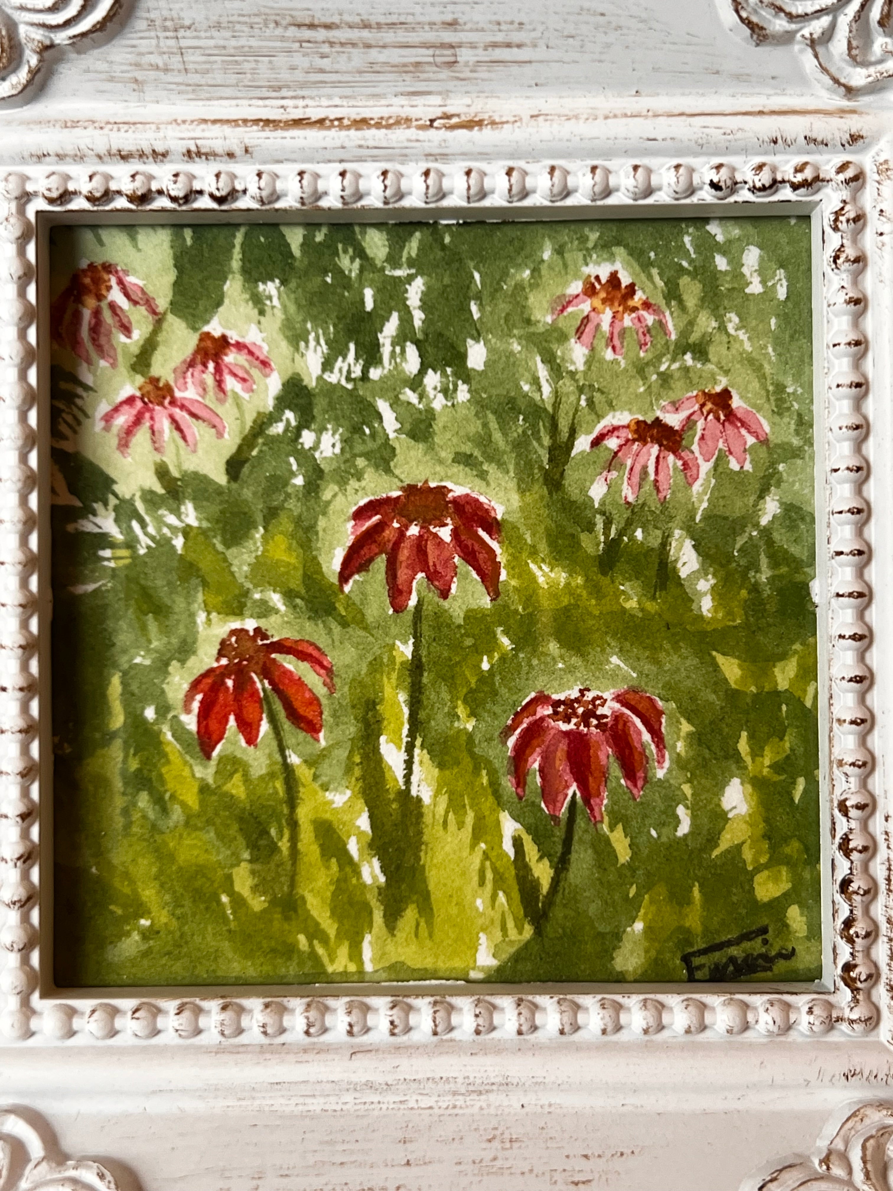 Coneflower Fields Original Artwork |3x3 | Framed
