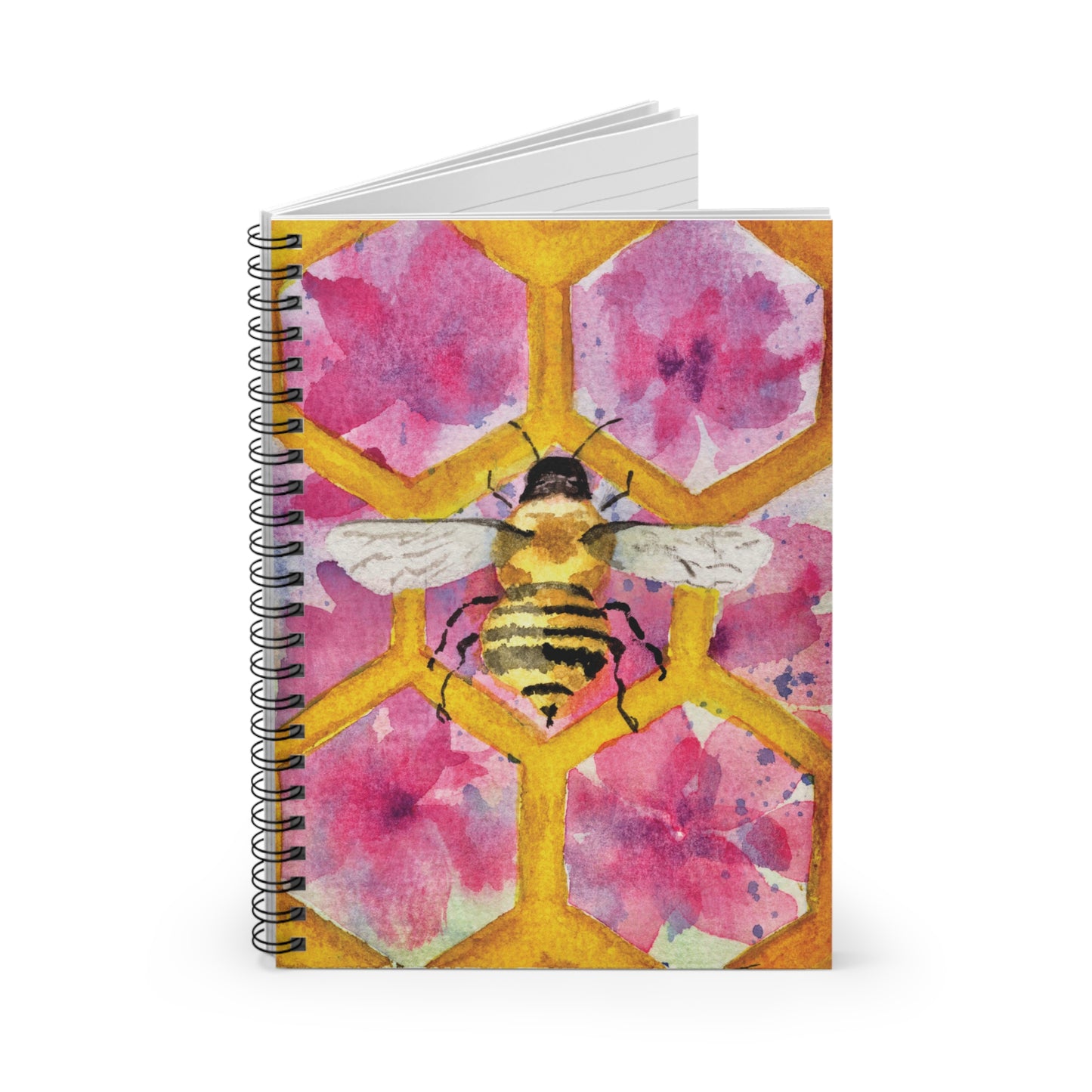 "Queen Bee" Watercolor Art Spiral Notebook - Ruled Line