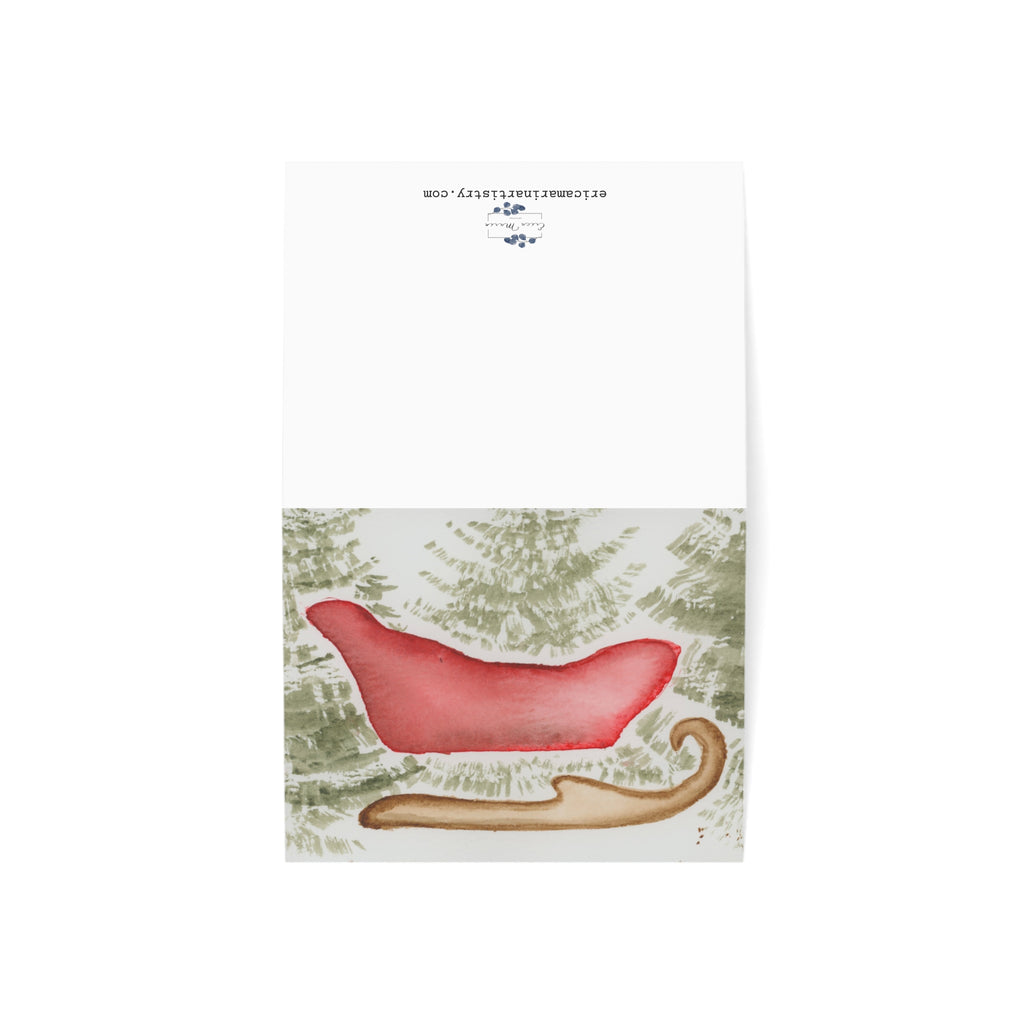 Holiday Sleigh Greeting Cards (Set of 1, 10, 30, 50)