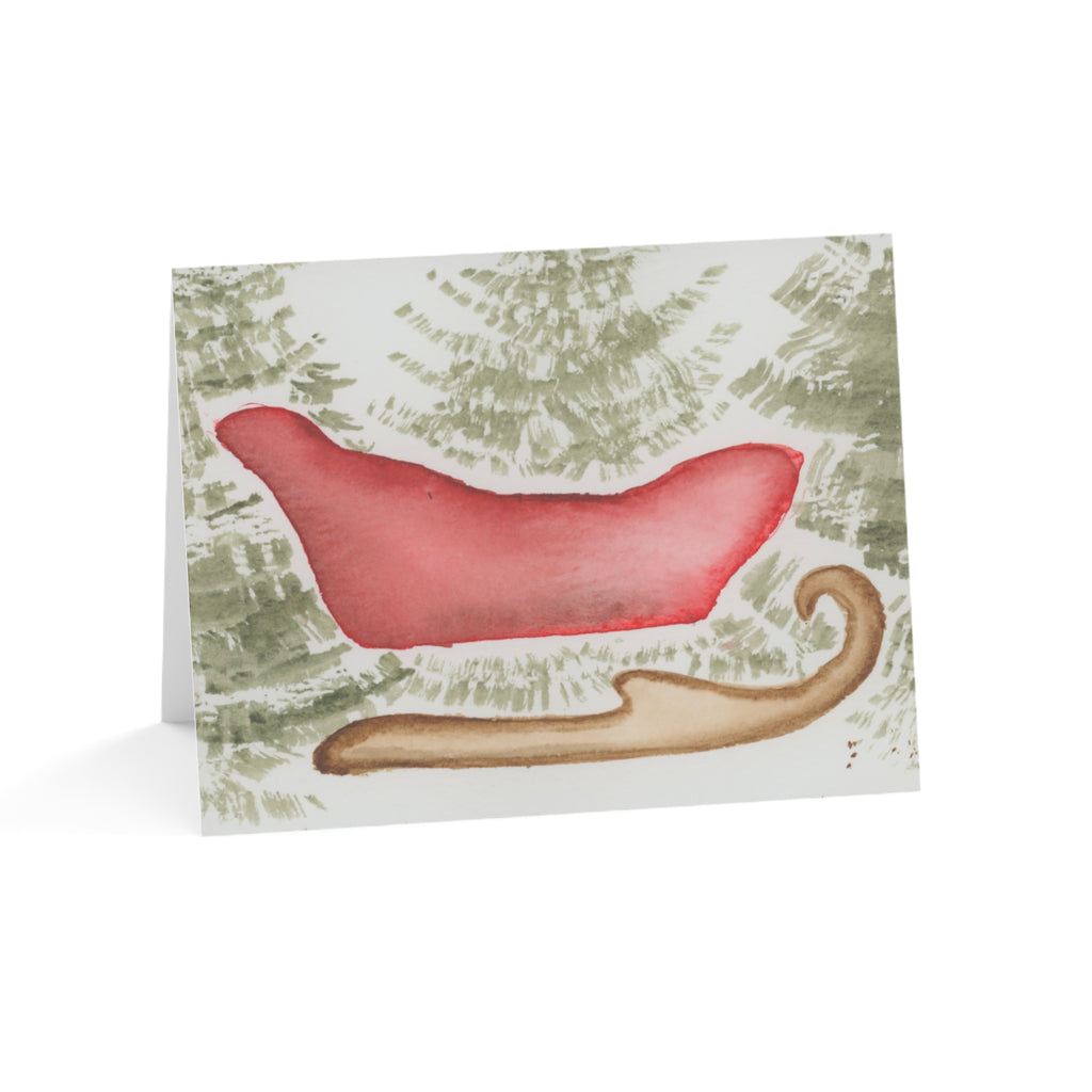 Holiday Sleigh Greeting Cards (Set of 1, 10, 30, 50)
