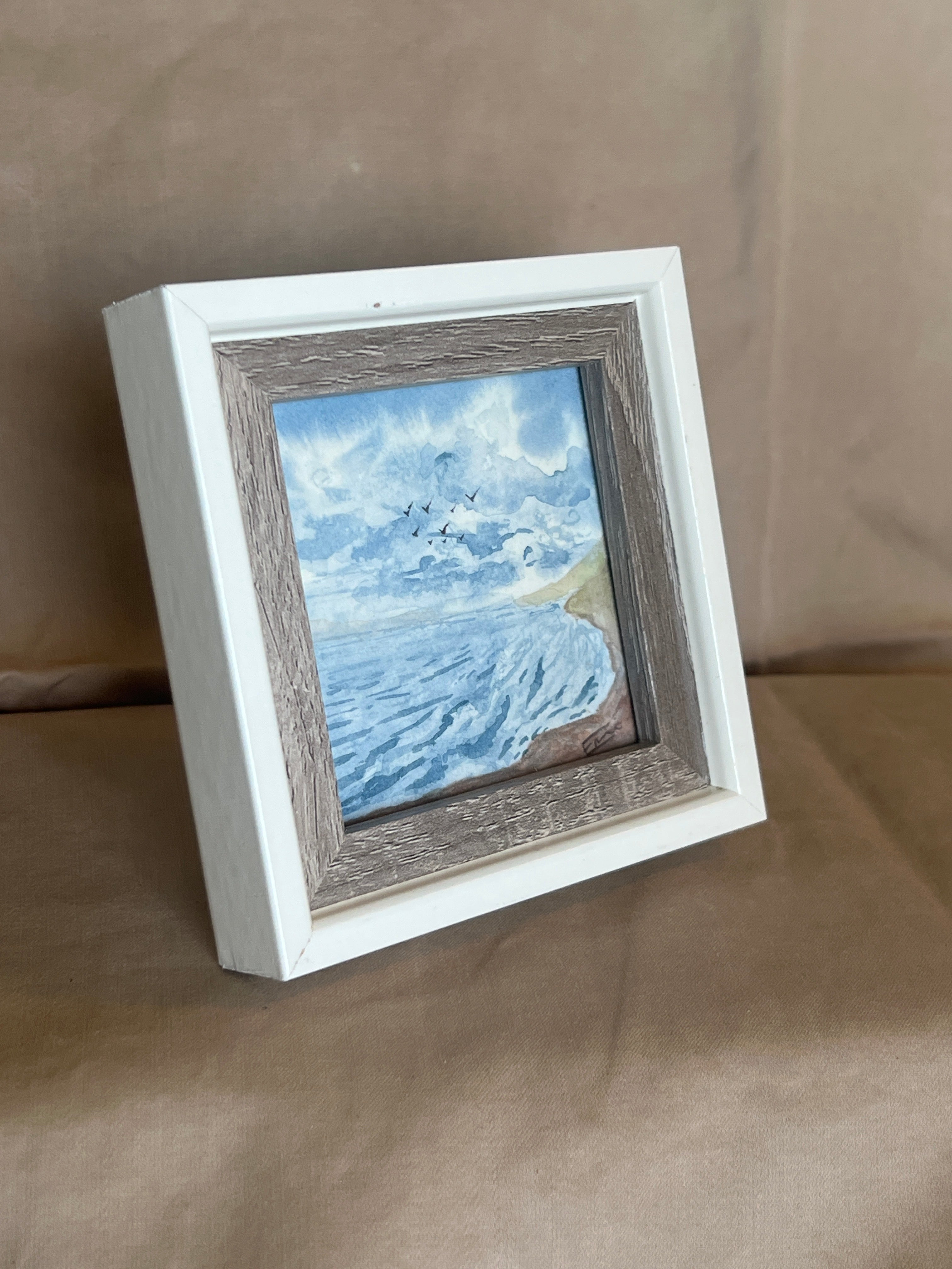 Beach Day Original Artwork |3x3 | Framed