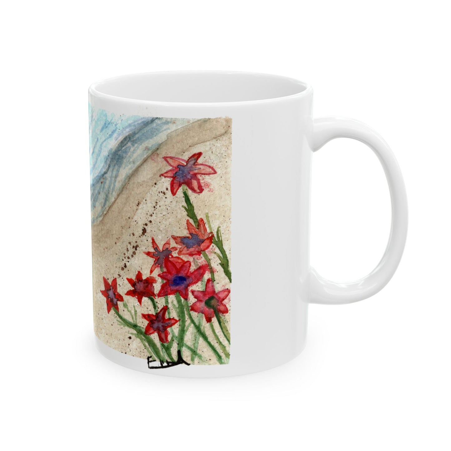 "Seaside Blossoms" Watercolor Art Ceramic Mug