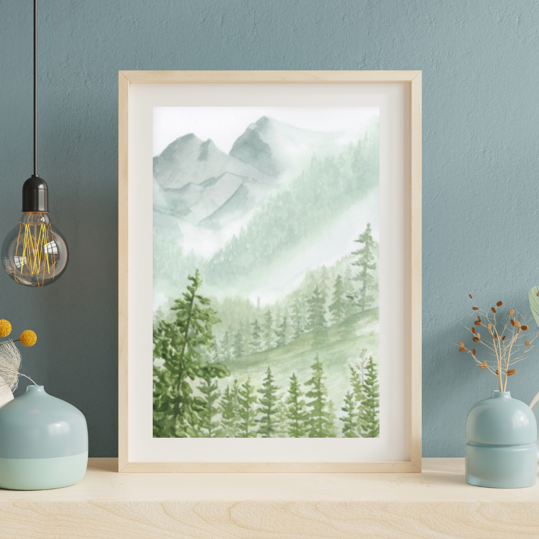 Breath of the Mountains and Misty Mountain Draw Original Artwork | 9x12| Unframed