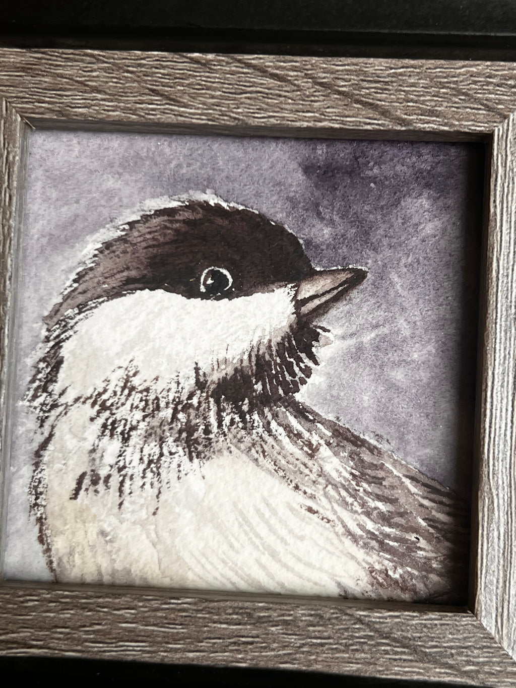 Chickadee Original Artwork |3x3 | Framed