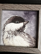 Chickadee Original Artwork |3x3 | Framed