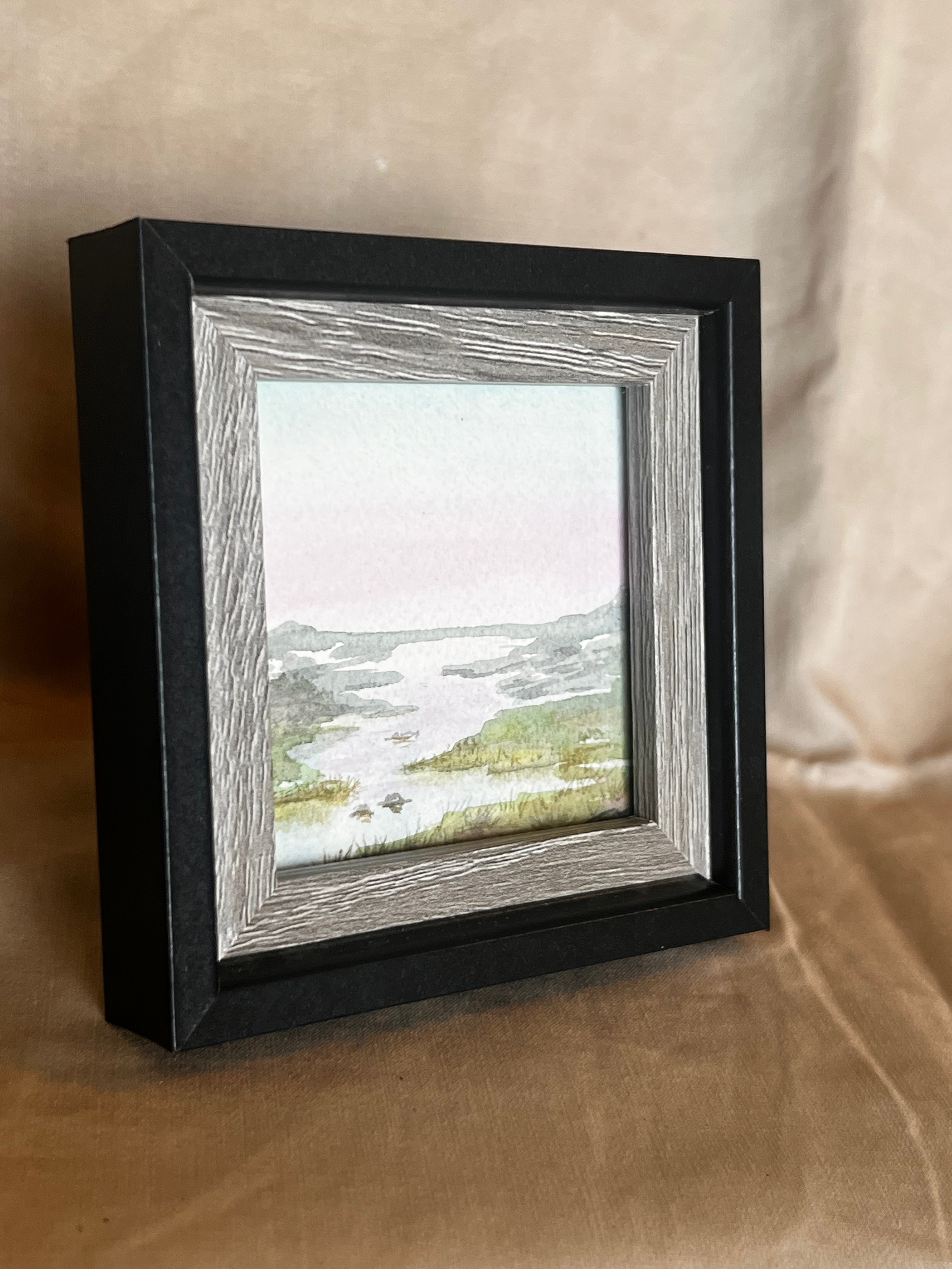 Pink Marshlands Original Artwork |3x3 | Framed