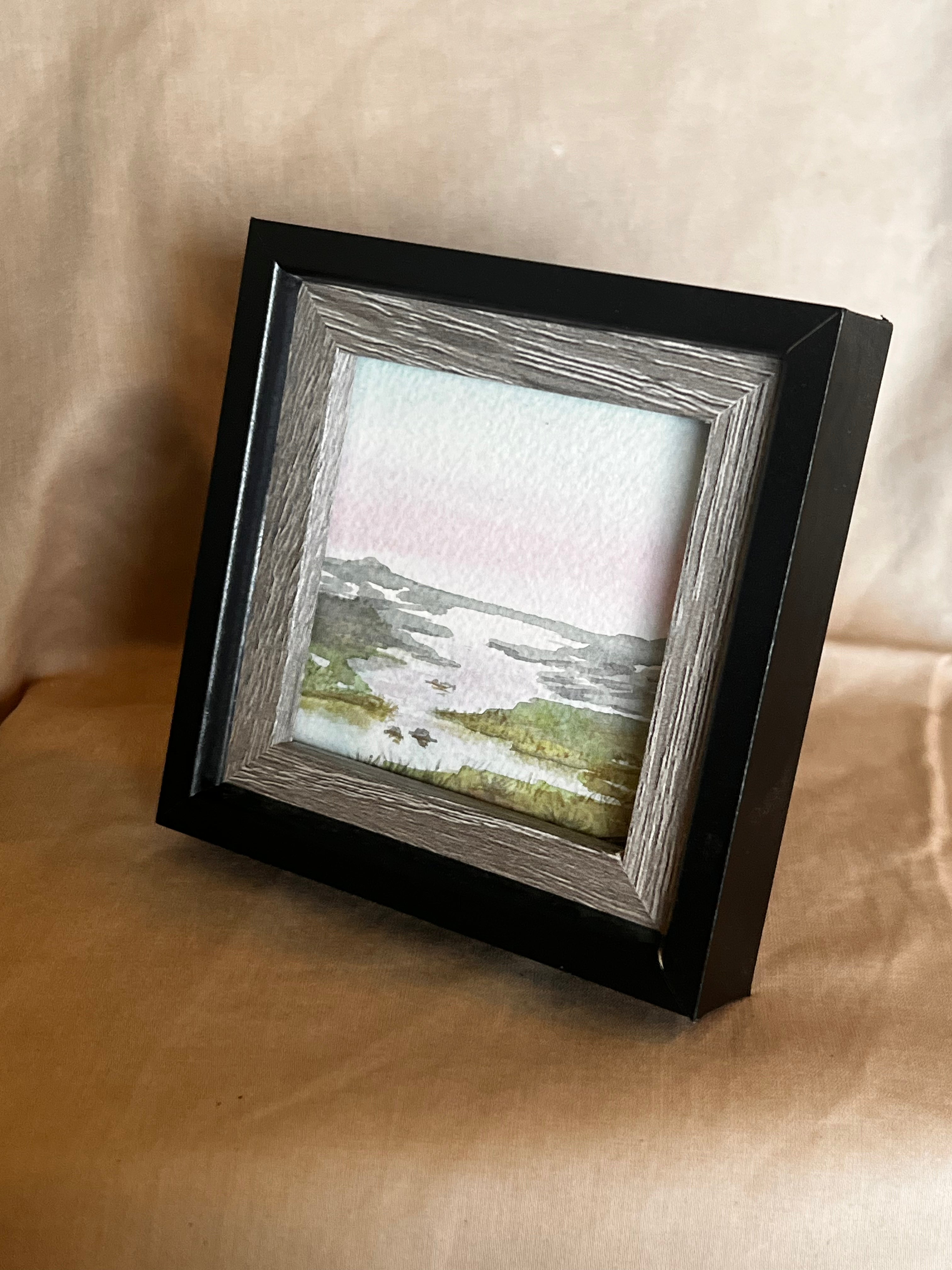 Pink Marshlands Original Artwork |3x3 | Framed