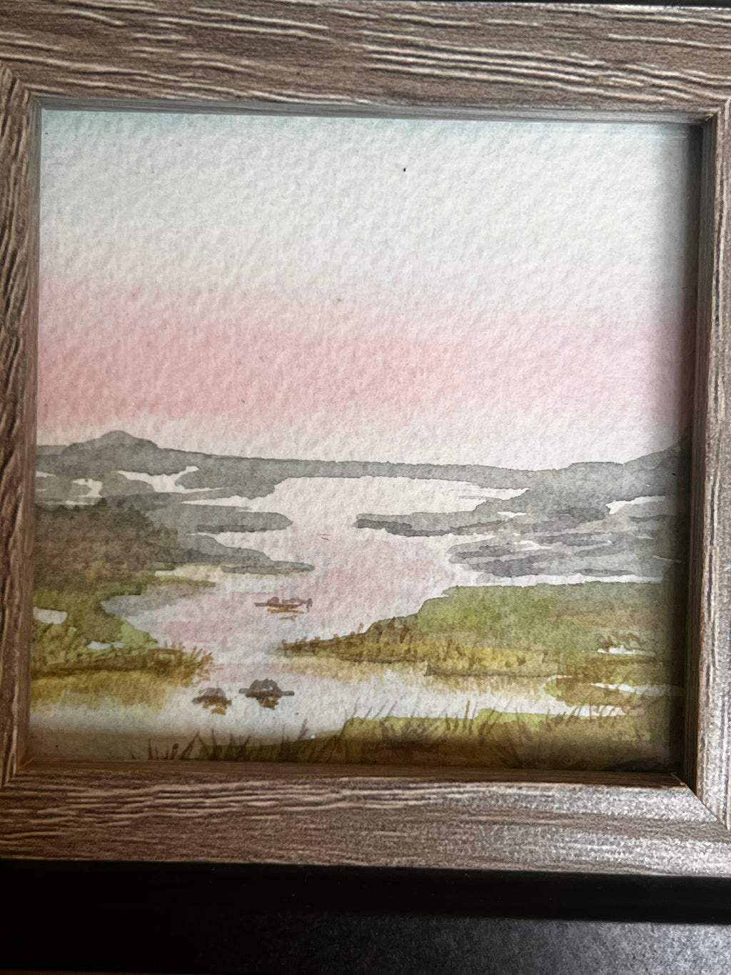 Pink Marshlands Original Artwork |3x3 | Framed