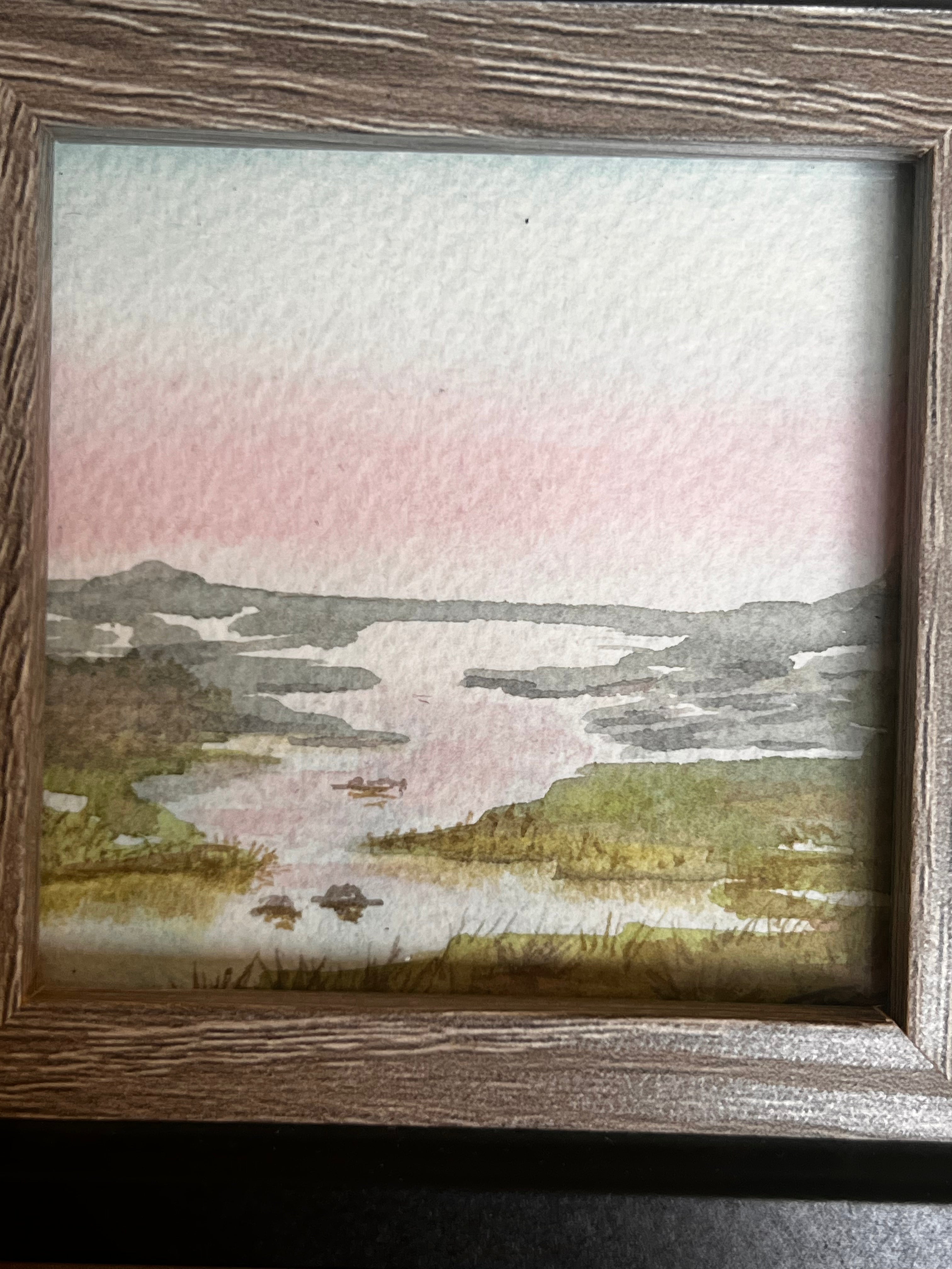 Pink Marshlands Original Artwork |3x3 | Framed