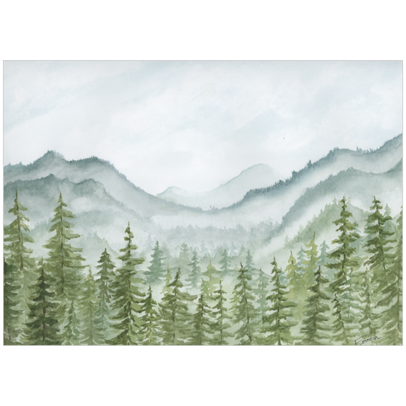 Breath of the Mountains and Misty Mountain Draw Original Artwork | 9x12| Unframed